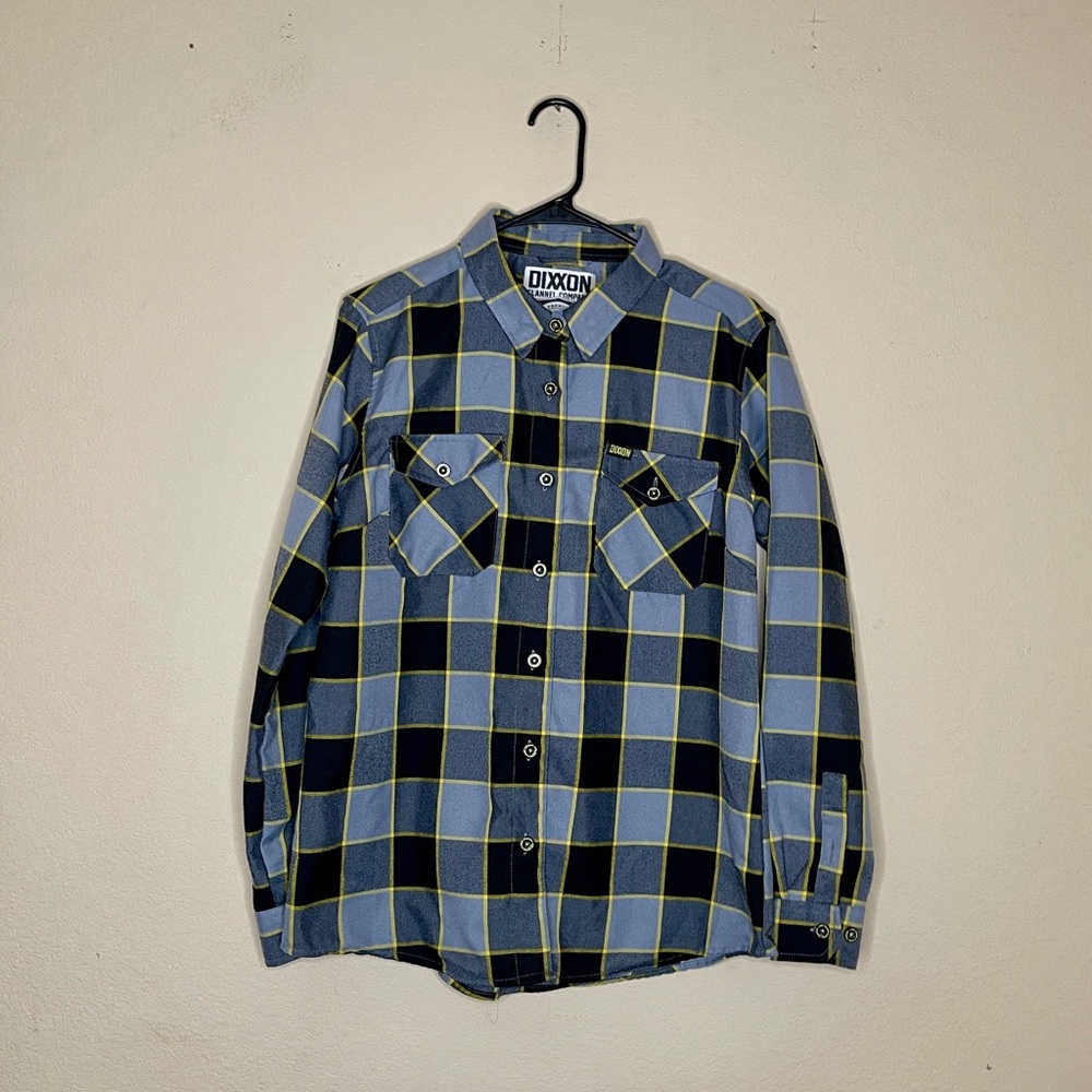 Dixxon Flannel Company The Bolt Gray Black Yellow Plaid Women’s Button Up Shirt - Picture 2 of 6